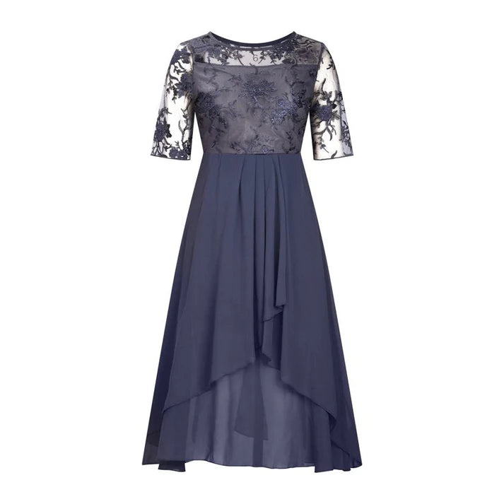 Women's Embroidered Boat Neck Formal Dress