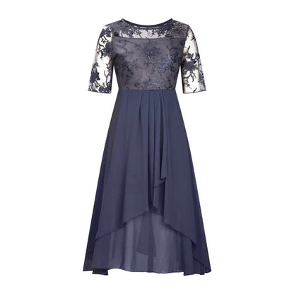 Women's Embroidered Boat Neck Formal Dress