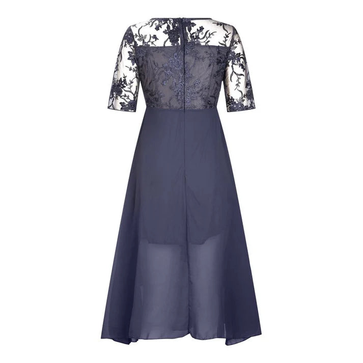 Women's Embroidered Boat Neck Formal Dress