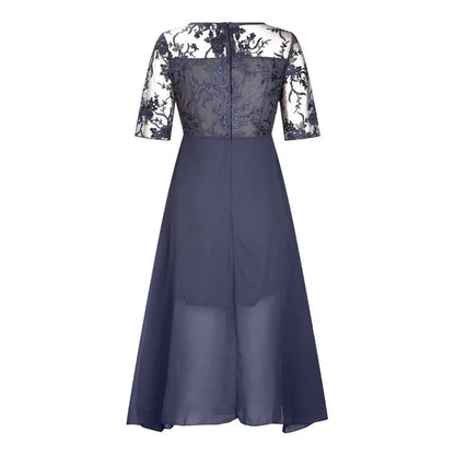 Women's Embroidered Boat Neck Formal Dress