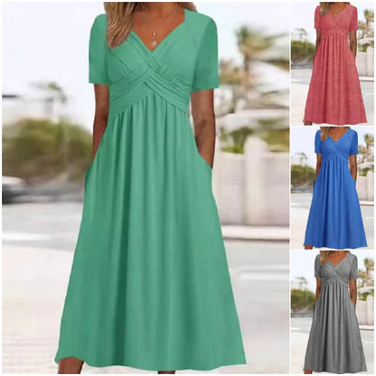 Women's V-Neck Short Sleeve Dress