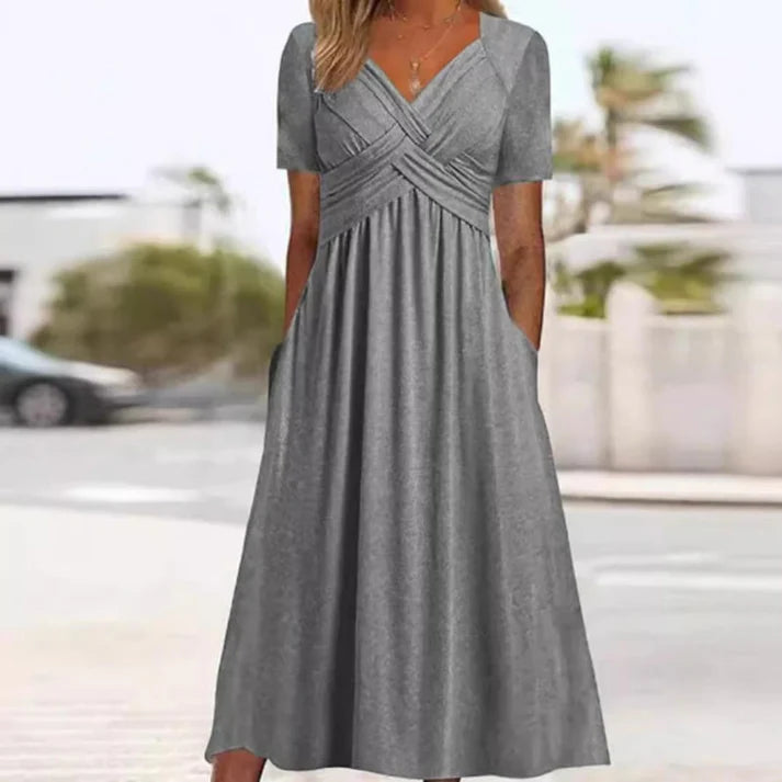 Women's V-Neck Short Sleeve Dress