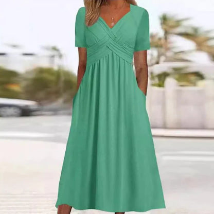Women's V-Neck Short Sleeve Dress