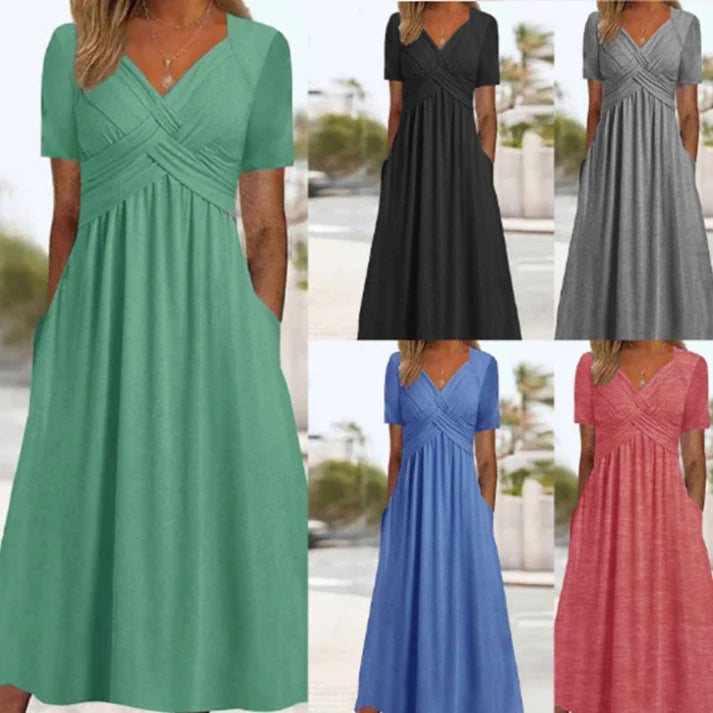 Women's V-Neck Short Sleeve Dress