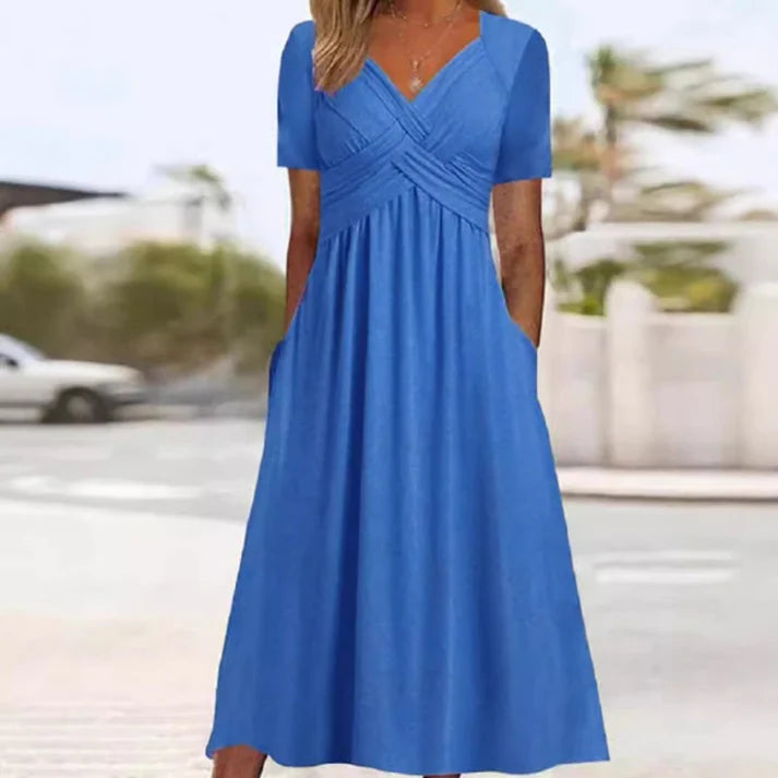 Women's V-Neck Short Sleeve Dress