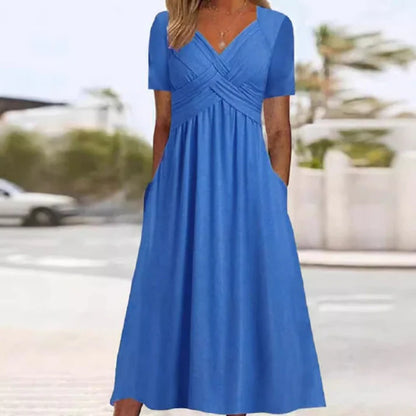 Women's V-Neck Short Sleeve Dress