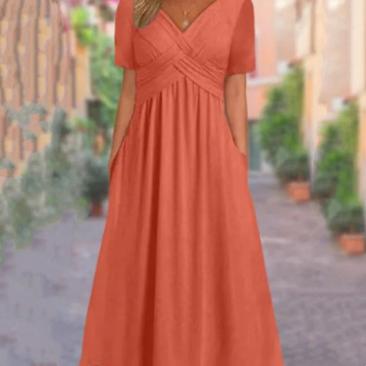 Women's V-Neck Short Sleeve Dress