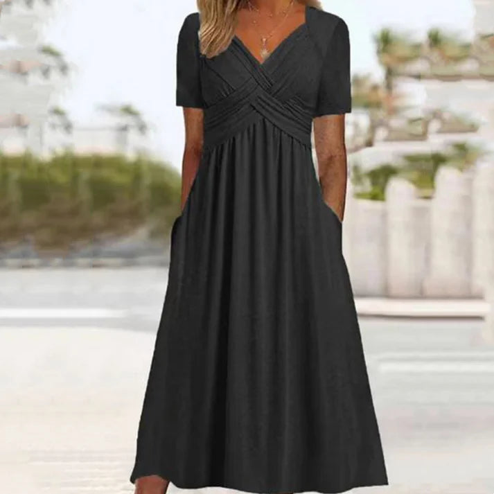 Women's V-Neck Short Sleeve Dress