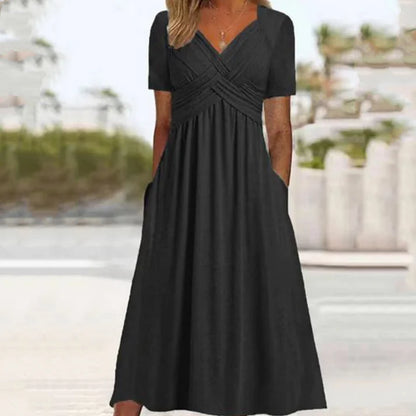 Women's V-Neck Short Sleeve Dress