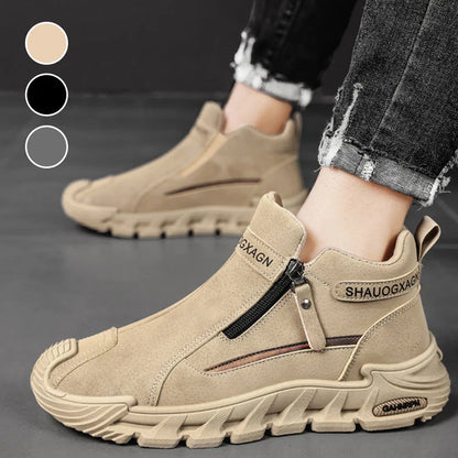 Men's Side Zip Casual Ankle Sneakers
