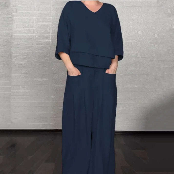 Women's V-Neck Two-Piece Set