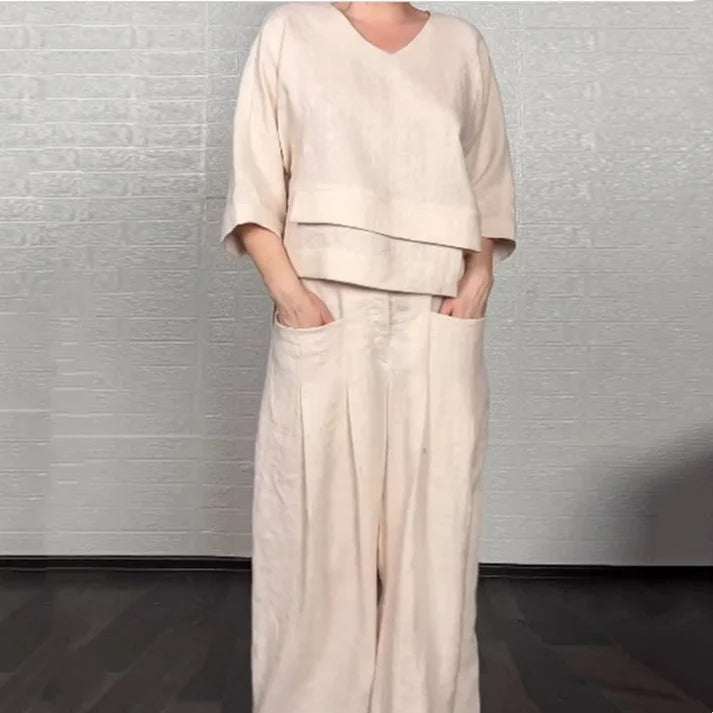 Women's V-Neck Two-Piece Set
