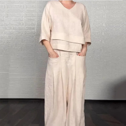 Women's V-Neck Two-Piece Set