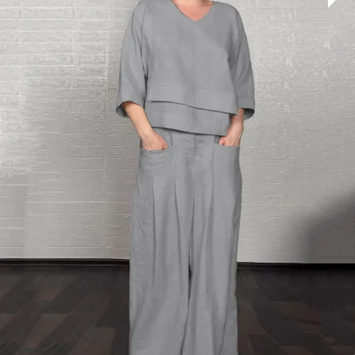 Women's V-Neck Two-Piece Set