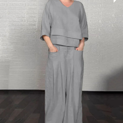 Women's V-Neck Two-Piece Set