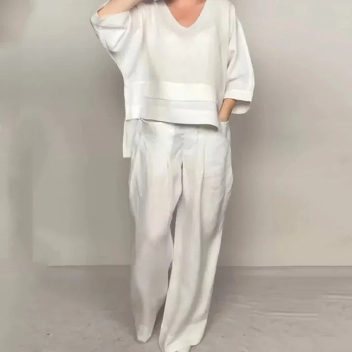 Women's V-Neck Two-Piece Set