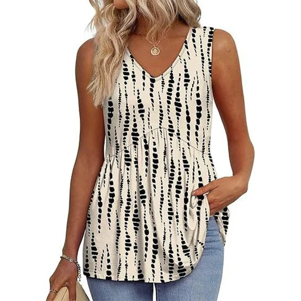 Women’s Printed V-Neck Peplum Top