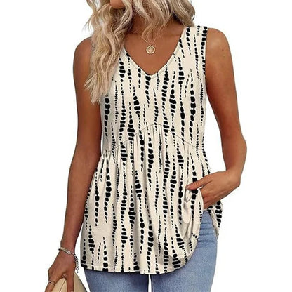 Women’s Printed V-Neck Peplum Top