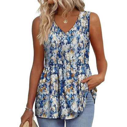 Women’s Printed V-Neck Peplum Top