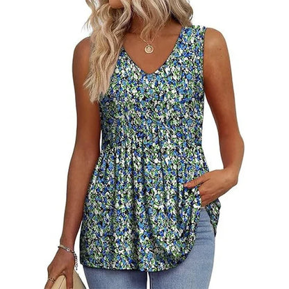 Women’s Printed V-Neck Peplum Top