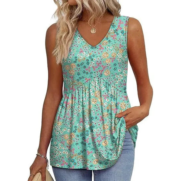 Women’s Printed V-Neck Peplum Top