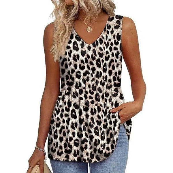 Women’s Printed V-Neck Peplum Top
