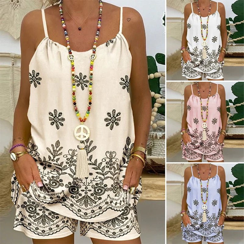 Women's Spaghetti Strap Camisole and Shorts Set