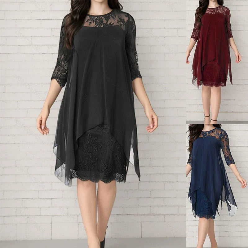 Women's Layered Lace-Overlay Dress