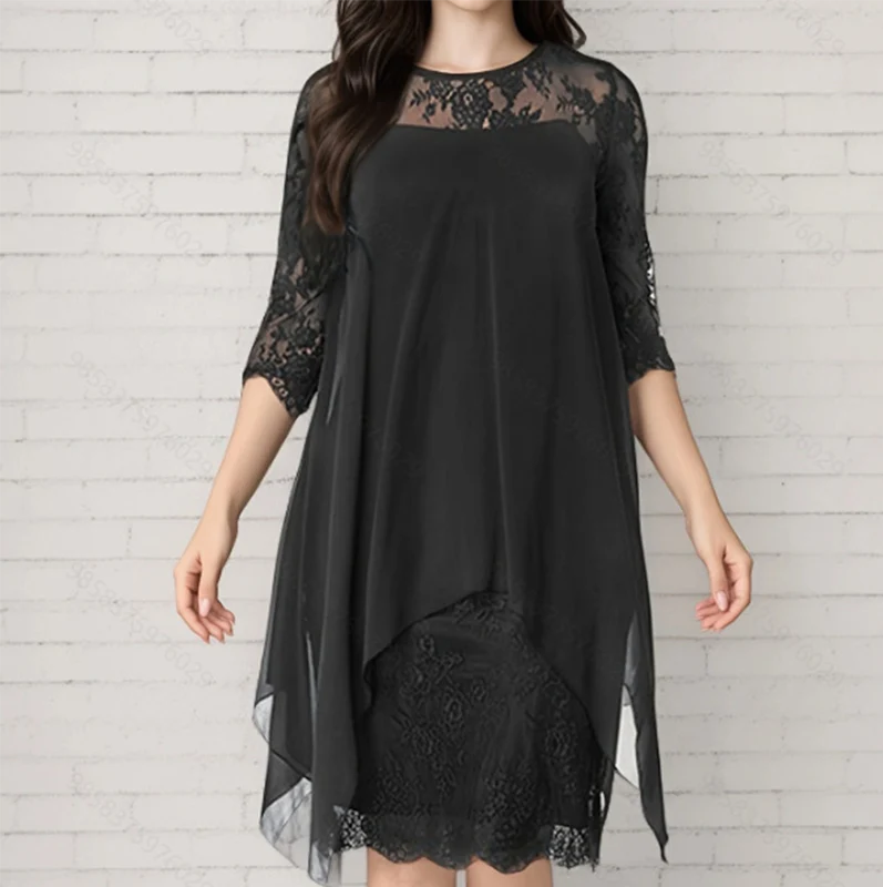 Women's Layered Lace-Overlay Dress
