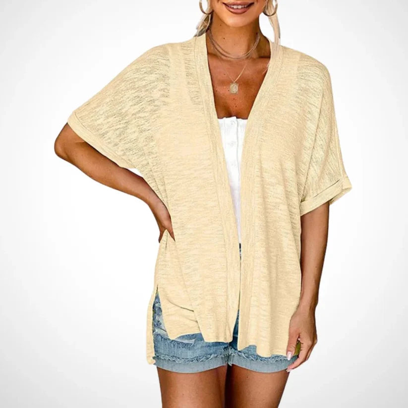 Women's Flowy Short Sleeve Open-Front Cardigan
