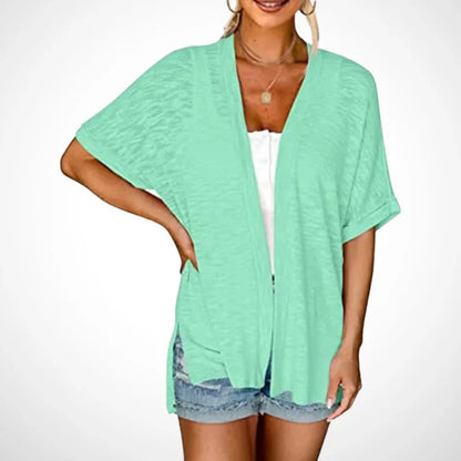 Women's Flowy Short Sleeve Open-Front Cardigan