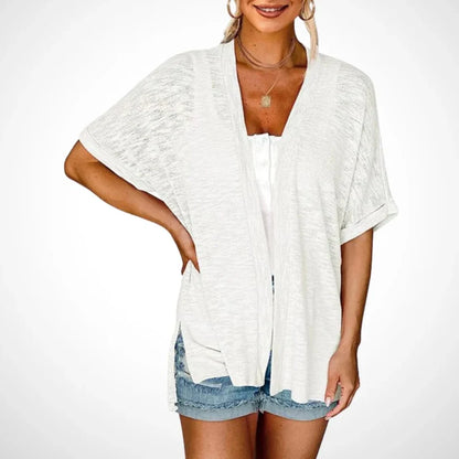 Women's Flowy Short Sleeve Open-Front Cardigan