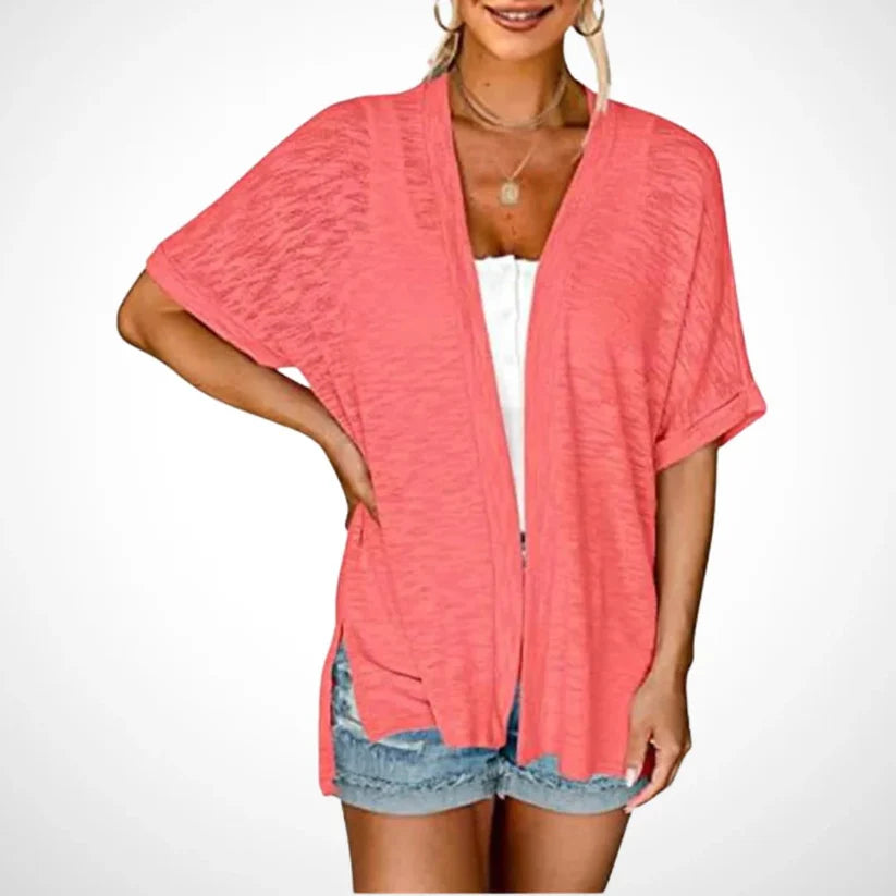 Women's Flowy Short Sleeve Open-Front Cardigan