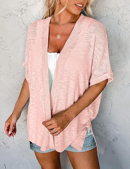 Women's Flowy Short Sleeve Open-Front Cardigan