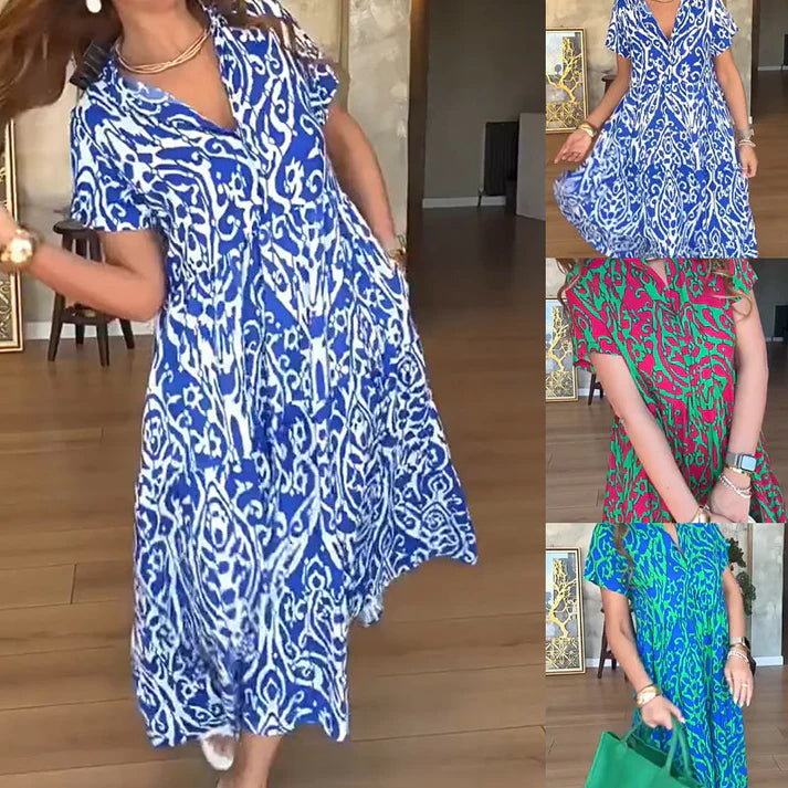 Women's Printed Relaxed Fit A-Line Maxi Dress