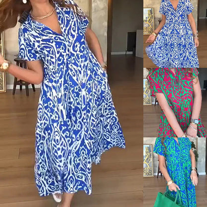 Women's Printed Relaxed Fit A-Line Maxi Dress