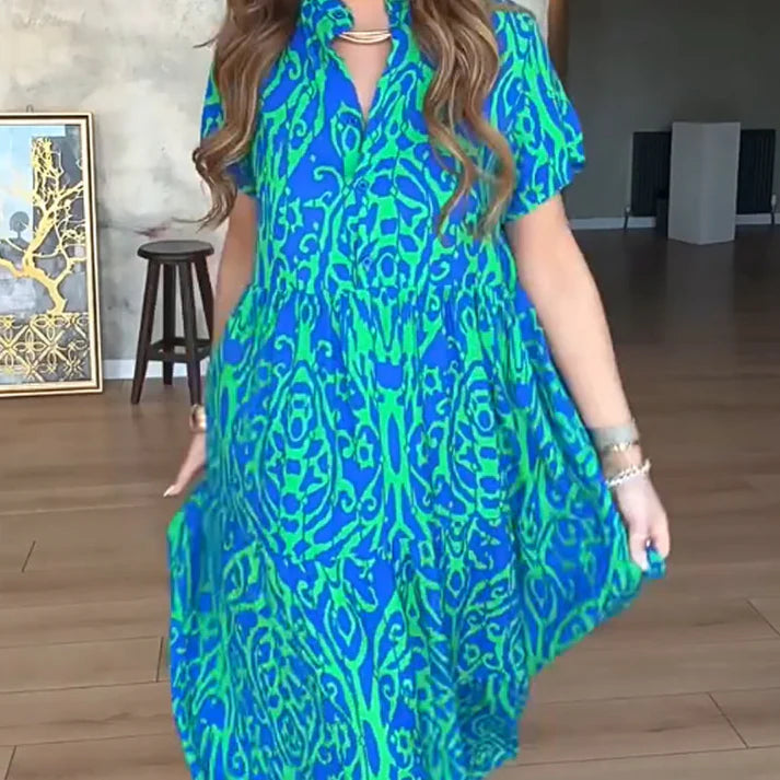 Women's Printed Relaxed Fit A-Line Maxi Dress
