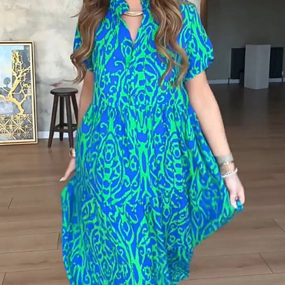 Women's Printed Relaxed Fit A-Line Maxi Dress