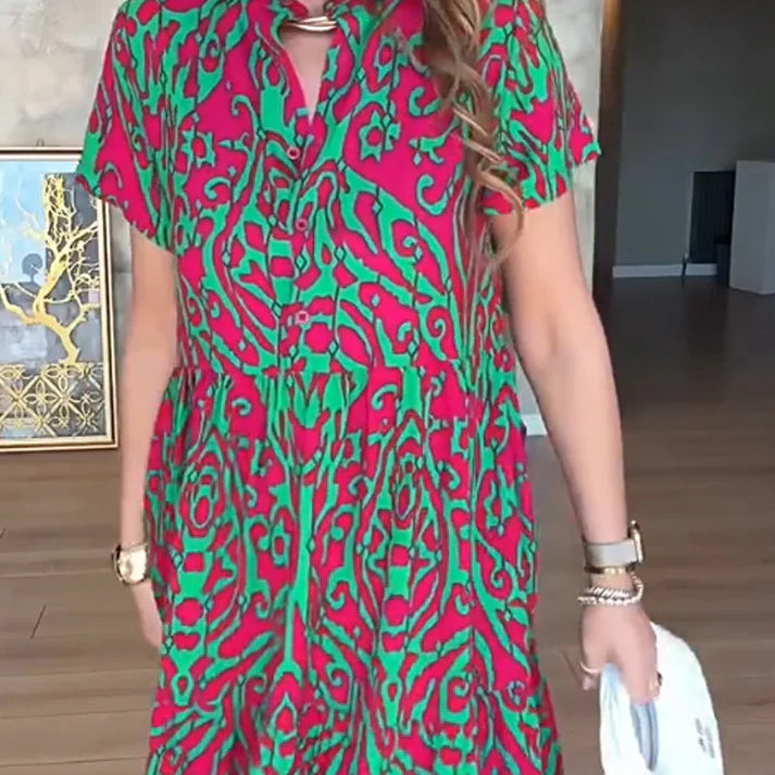 Women's Printed Relaxed Fit A-Line Maxi Dress