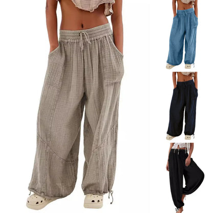 Women's Wide-Leg Drawstring Pocket Pants