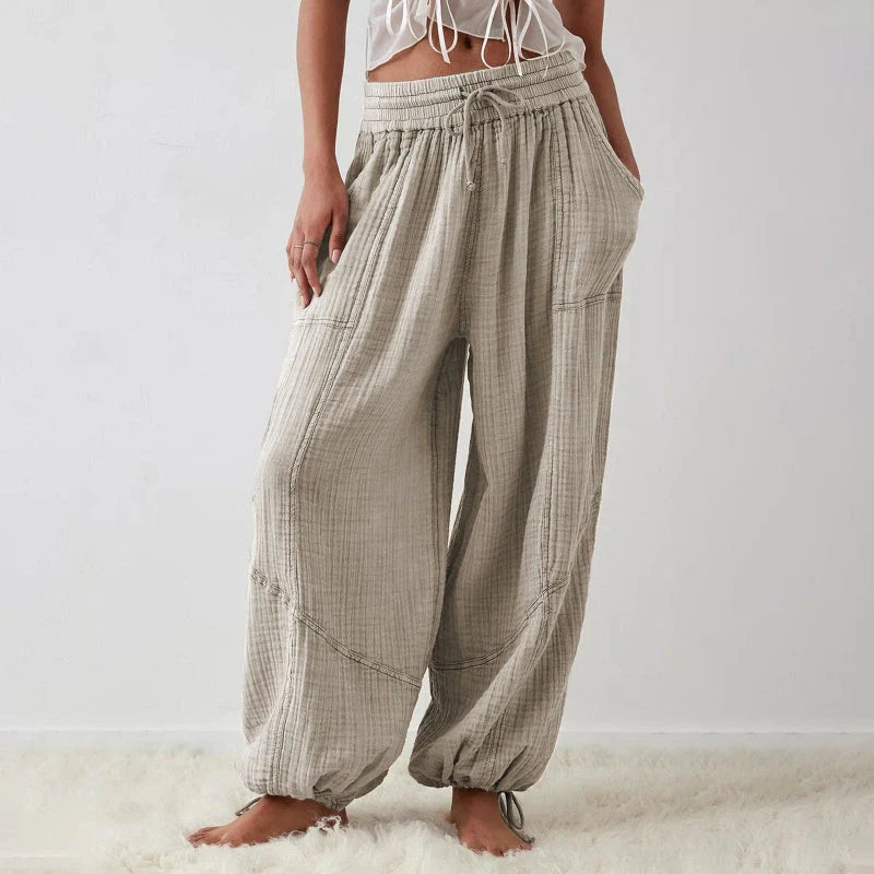 Women's Wide-Leg Drawstring Pocket Pants