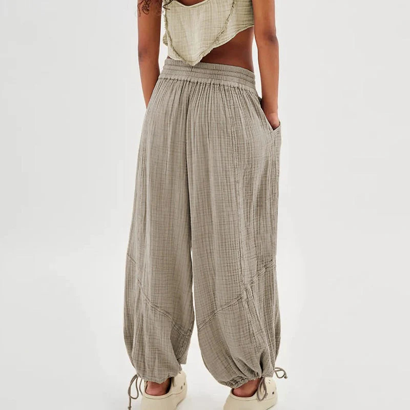 Women's Wide-Leg Drawstring Pocket Pants