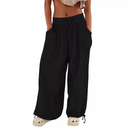Women's Wide-Leg Drawstring Pocket Pants