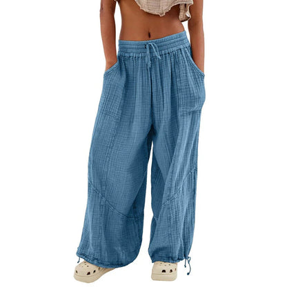 Women's Wide-Leg Drawstring Pocket Pants