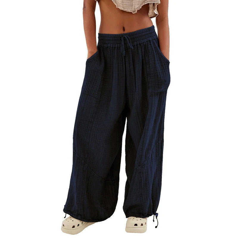 Women's Wide-Leg Drawstring Pocket Pants