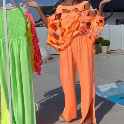 Women's Smocked Strapless Jumpsuit & Cutout Layer Set