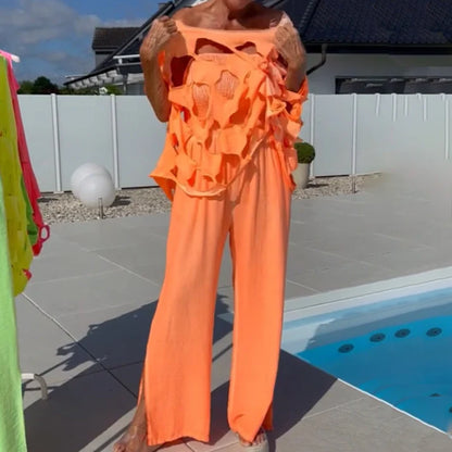 Women's Smocked Strapless Jumpsuit & Cutout Layer Set