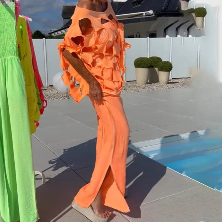 Women's Smocked Strapless Jumpsuit & Cutout Layer Set