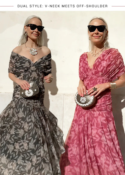 Women's Convertible Off-Shoulder Floral Maxi Dress