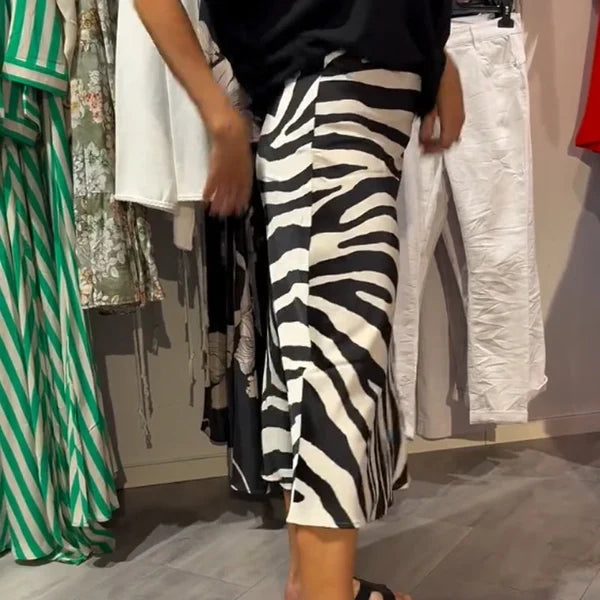 Women’s Tie Front Blouse & Zebra Skirt Set